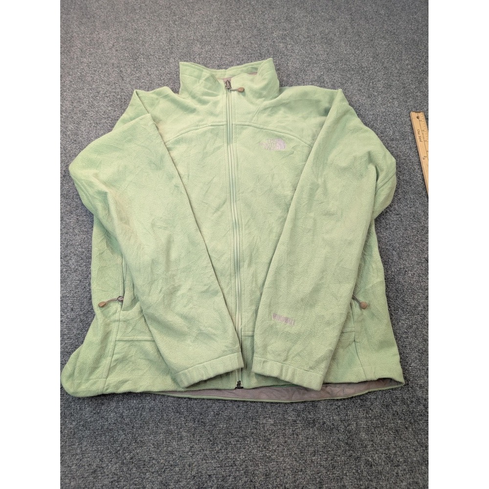 The North Face Jacket Womens Large Light Green Fleece Full Zip WindWall Pockets